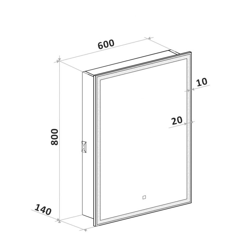 Зеркало-шкаф с подсветкой ART&MAX TECHNO AM-Tec-600-800-1D-R-DS-F