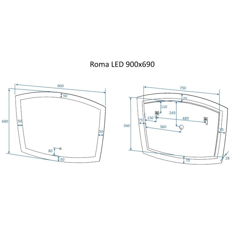 Зеркало с подсветкой ART&MAX ROMA AM-Rom-900-700-DS-F