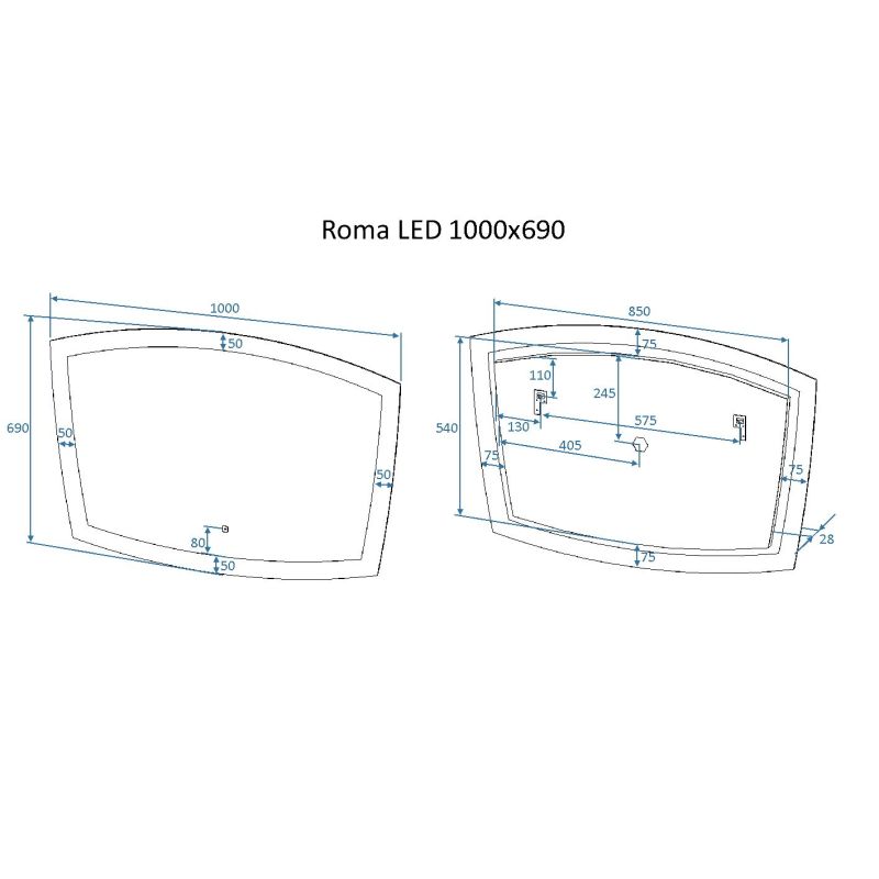 Зеркало с подсветкой ART&MAX ROMA AM-Rom-1000-700-DS-F