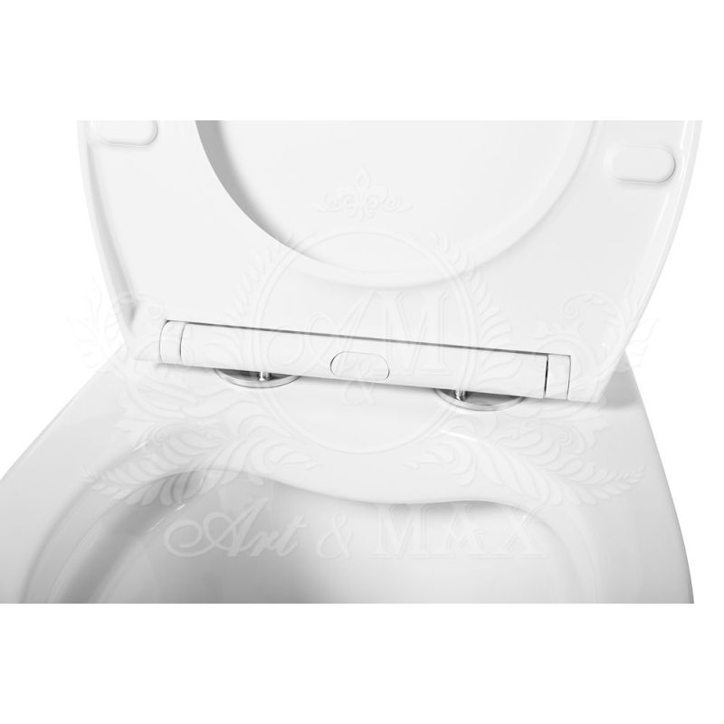 Сидение для подвесного унитаза с микролифтом из дюропласта, быстросьемное с металлическим креплением ART&MAX ELEGANT AM9316SC