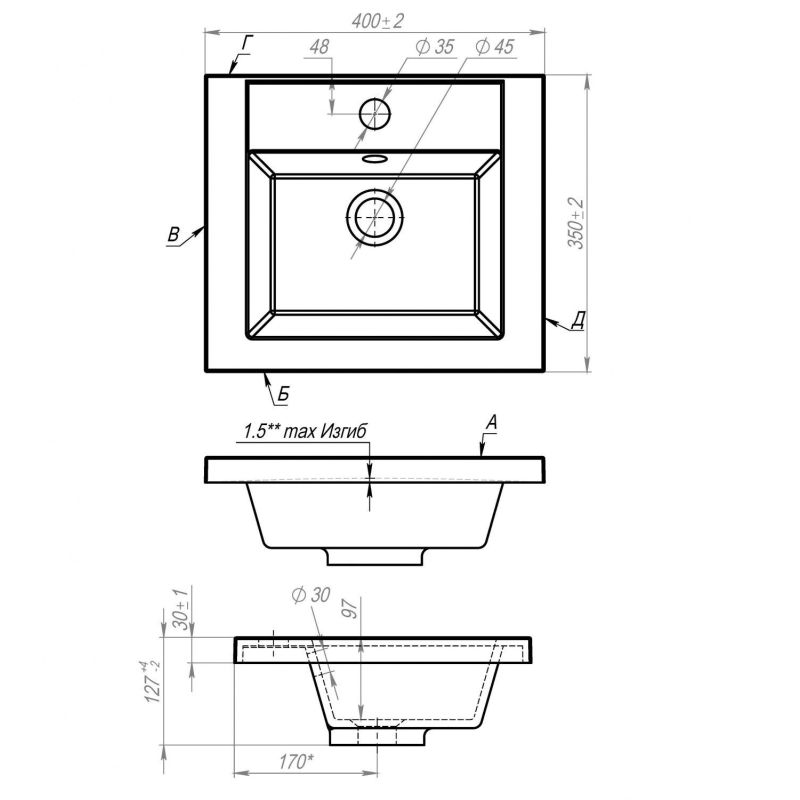 Раковина Art&Max Family AM-LAV-400-MR-A 40 см искусственный мрамор, белый