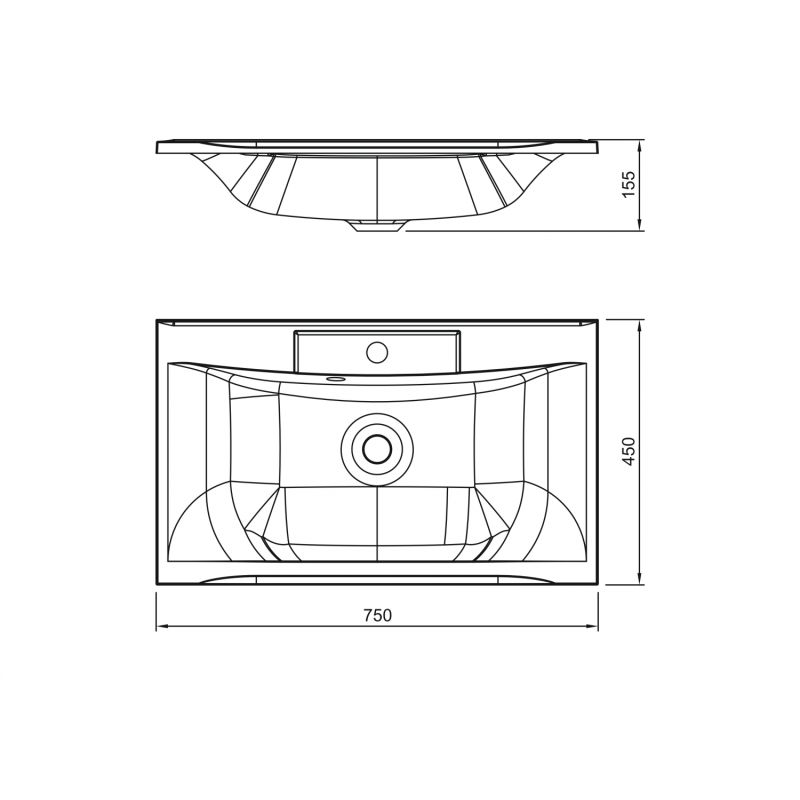 Раковина Art&Max AM-LAV-750-MR-FP 75 см искусственный мрамор, белый