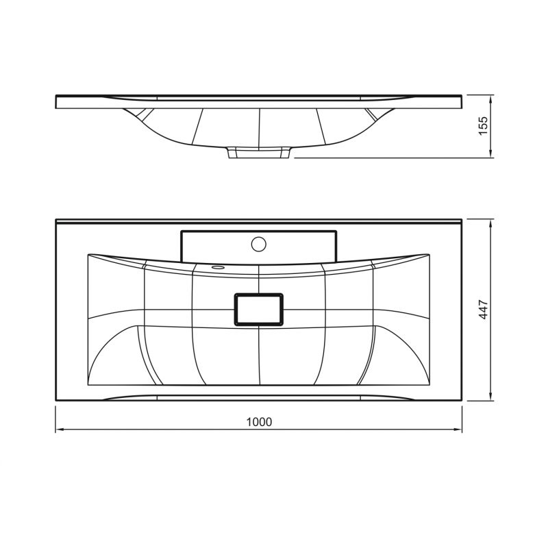 Раковина Art&Max Bianchi AM-LAV-1000-MR-FP-Nero, 100 см, цвет черный матовый