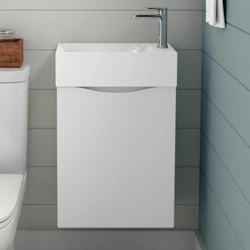 Тумба под раковину Art&Max Liberty-400-1D-SO-BL-R подвесная Белый глянец