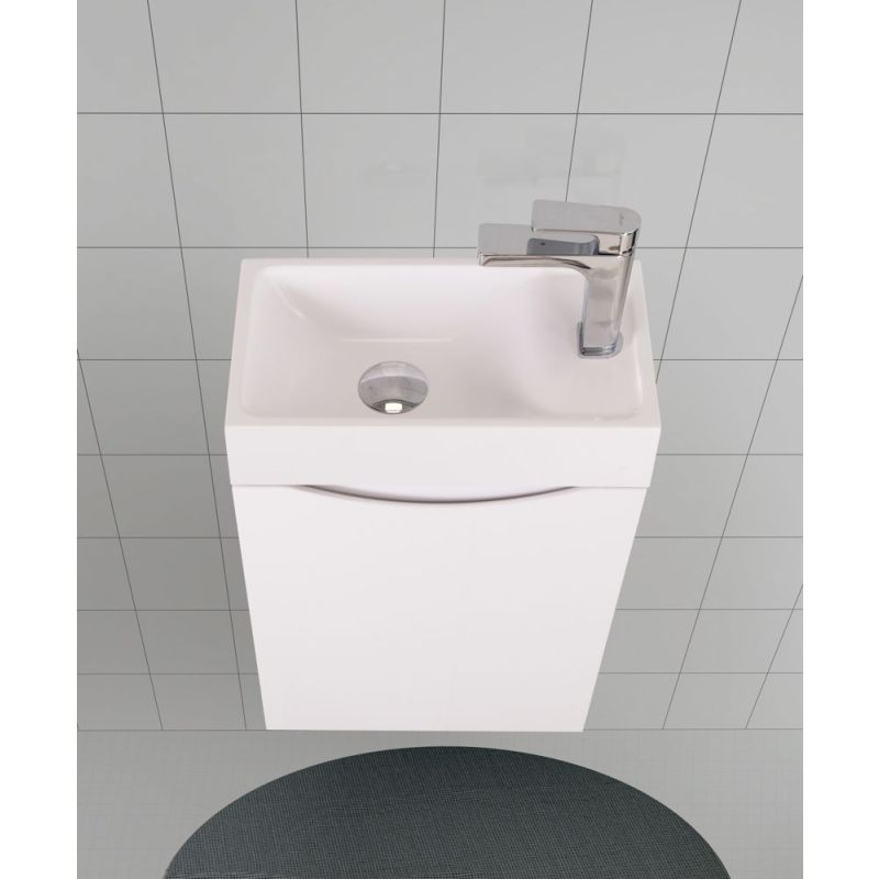 Тумба под раковину Art&Max Liberty-400-1D-SO-BL-R подвесная Белый глянец