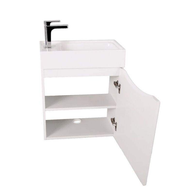 Тумба под раковину Art&Max Liberty-400-1D-SO-BL-R подвесная Белый глянец