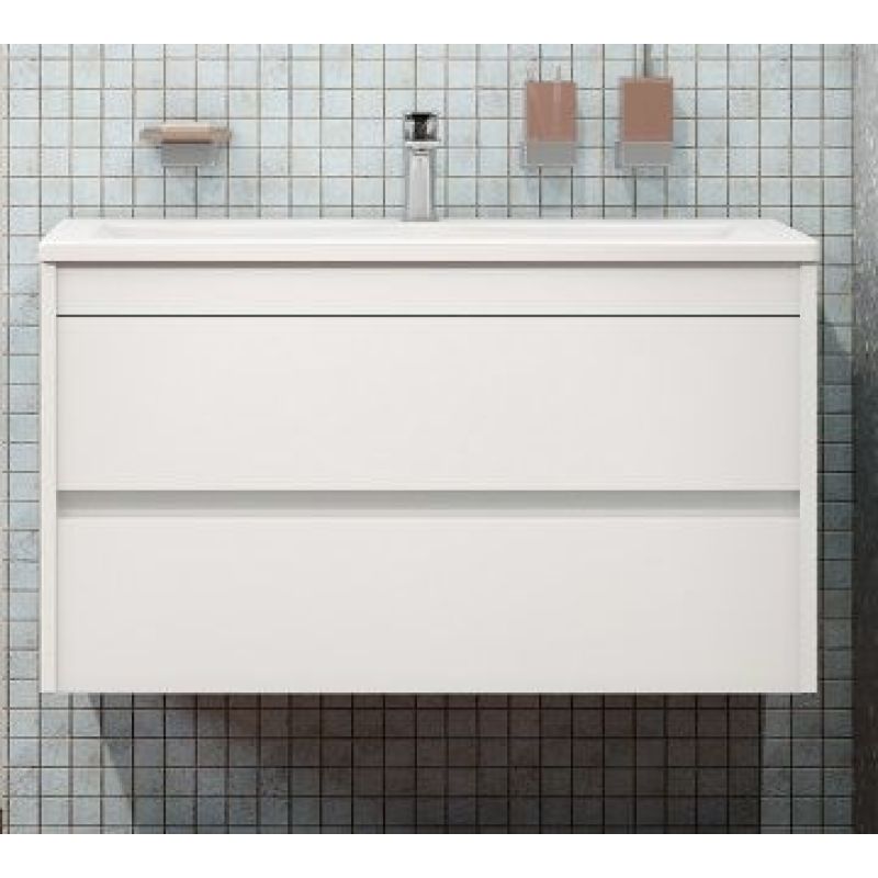 Тумба под раковину Art&Max Family Family-900-2C-SO-BL, 90 см, подвесная, цвет белый глянец