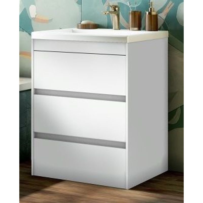 Тумба под раковину Art&Max Family FAMILY-580-3C-PIA-BL, 60 см, напольная, цвет белый глянец