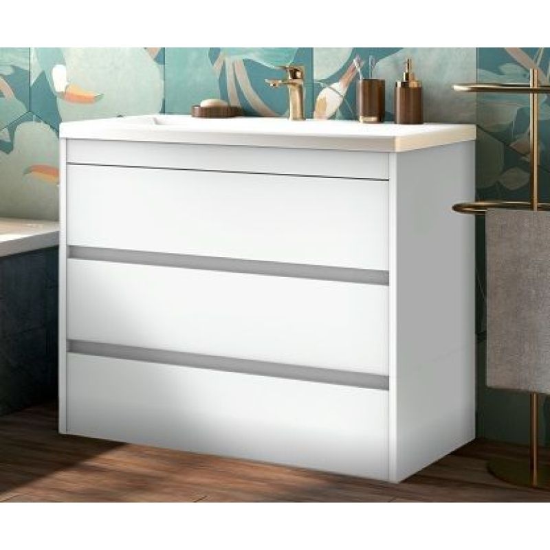 Тумба под раковину Art&Max Family FAMILY-1000-3C-PIA-BL, 100 см, напольная, цвет белый глянец