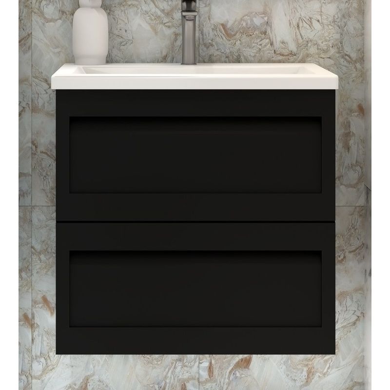 Тумба под раковину Art&Max AM-Platino-580-2C-SO-NM подвесная Черная матовая
