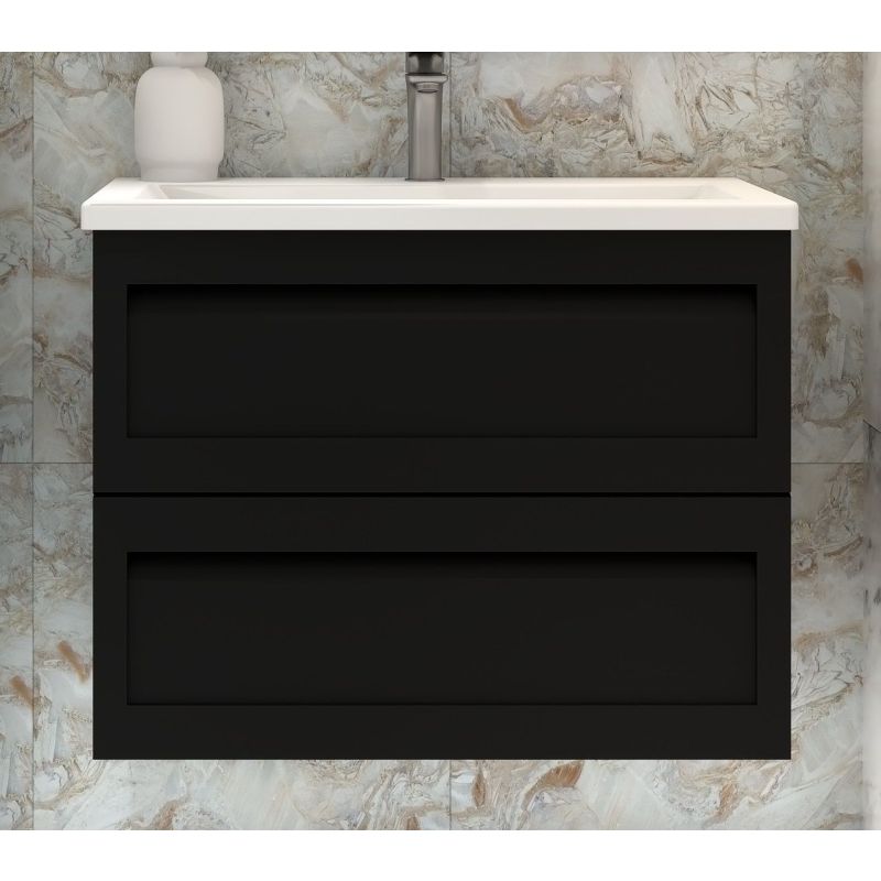 Тумба под раковину Art&Max AM-Platino-750-2C-SO-NM подвесная Черная матовая