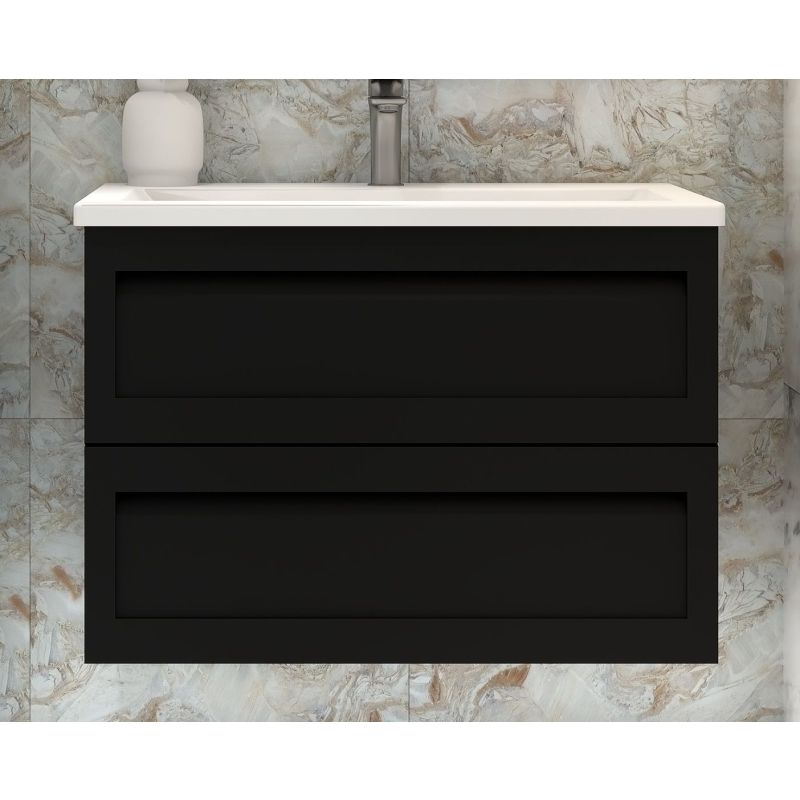 Тумба под раковину Art&Max AM-Platino-900-2C-SO-NM подвесная Черная матовая