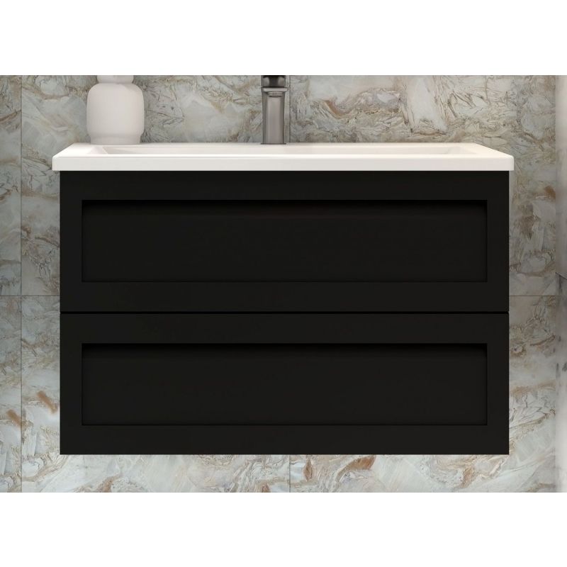 Тумба под раковину Art&Max AM-Platino-1000-2C-SO-NM подвесная Черная матовая