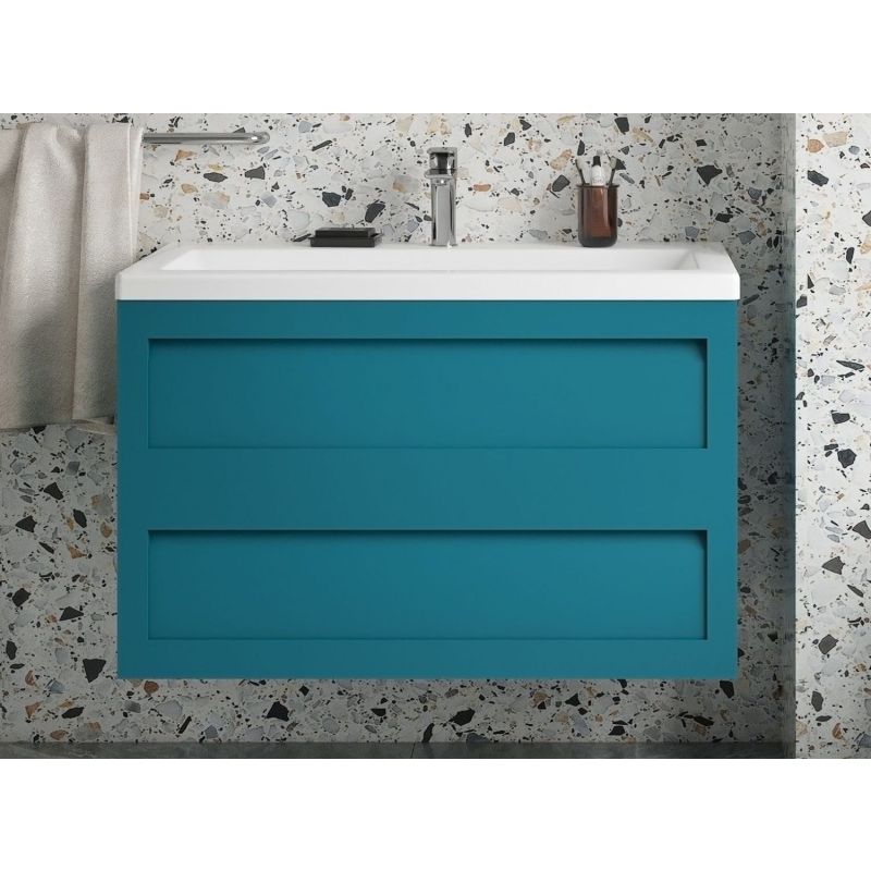 Тумба под раковину Art&Max Platino 90 см подвесная, бирюзовый матовый, AM-Platino-900-2C-SO-TM
