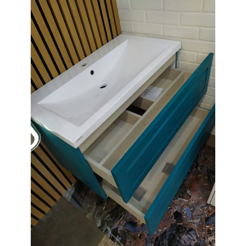 Тумба под раковину Art&Max Platino 90 см подвесная, бирюзовый матовый, AM-Platino-900-2C-SO-TM