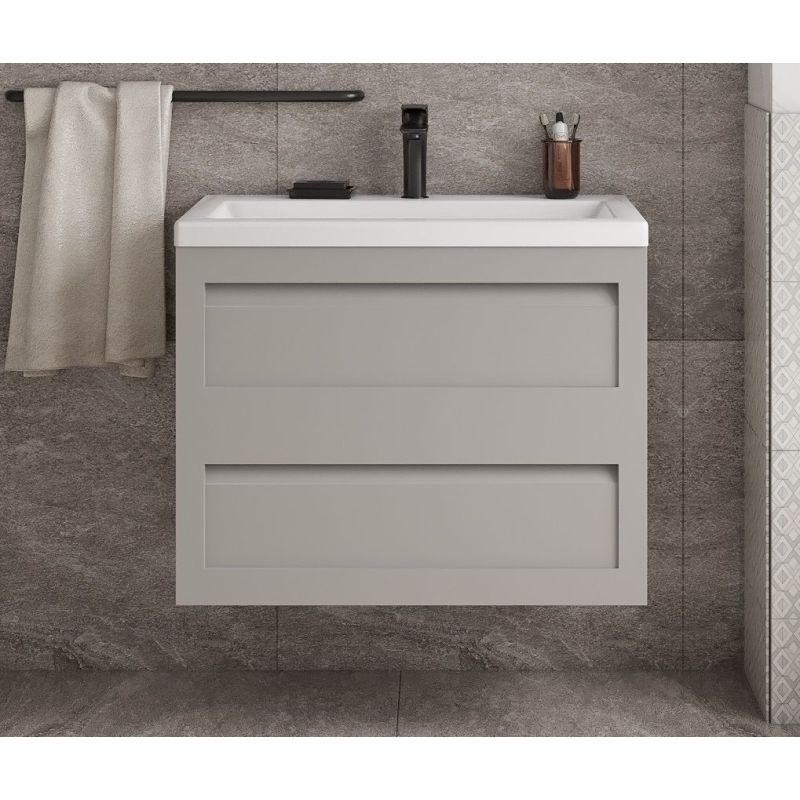 Тумба под раковину Art&Max Platino 75 см подвесная, светло-серый матовый, AM-Platino-750-2C-SO-GCM