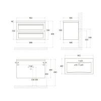 Тумба под раковину Art&Max Platino 90 см подвесная, светло-серый матовый, AM-Platino-900-2C-SO-GCM