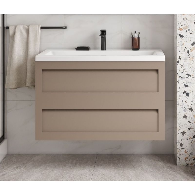 Тумба под раковину Art&Max Platino 90 см подвесная, бежевый матовый, AM-Platino-900-2C-SO-CM