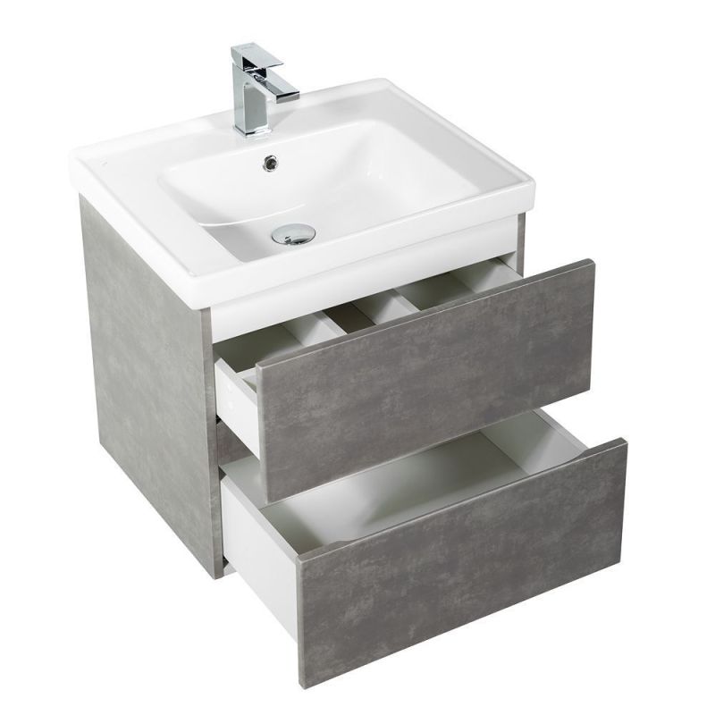 Тумба под раковину Art&Max Techno 60 см подвесная, айс какао, AM-Techno-600-2C-SO-FC305