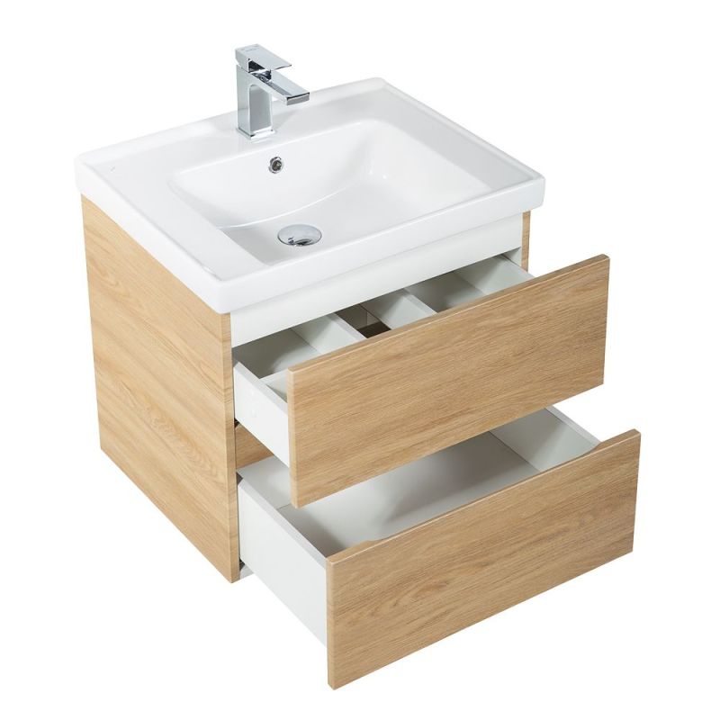 Тумба под раковину Art&Max Techno 60 см подвесная, дуб мадейра янтарь, AM-Techno-600-2C-SO-LW674