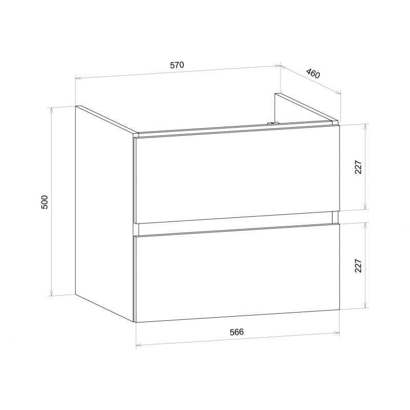 Тумба под раковину Art&Max Techno 60 см подвесная, дуб мадейра янтарь, AM-Techno-600-2C-SO-LW674