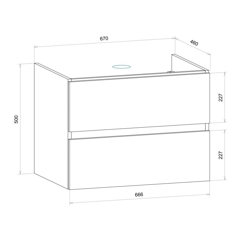 Тумба под раковину Art&Max Techno 70 см подвесная, сосна, AM-Techno-700-2C-SO-LW635
