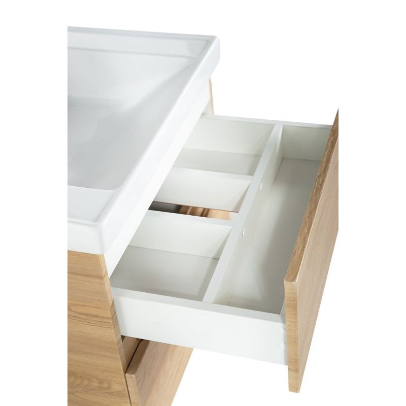 Тумба под раковину Art&Max Techno 90 см подвесная, дуб мадейра янтарь, AM-Techno-900-2C-SO-LW674