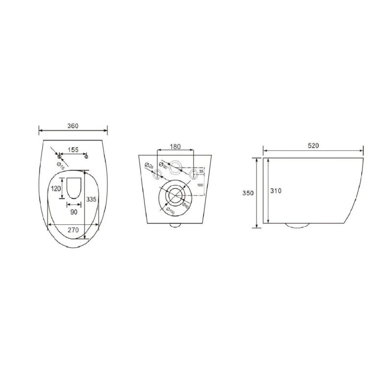Унитаз подвесной безободковый с креплением ART&MAX IMOLA AM217CHR