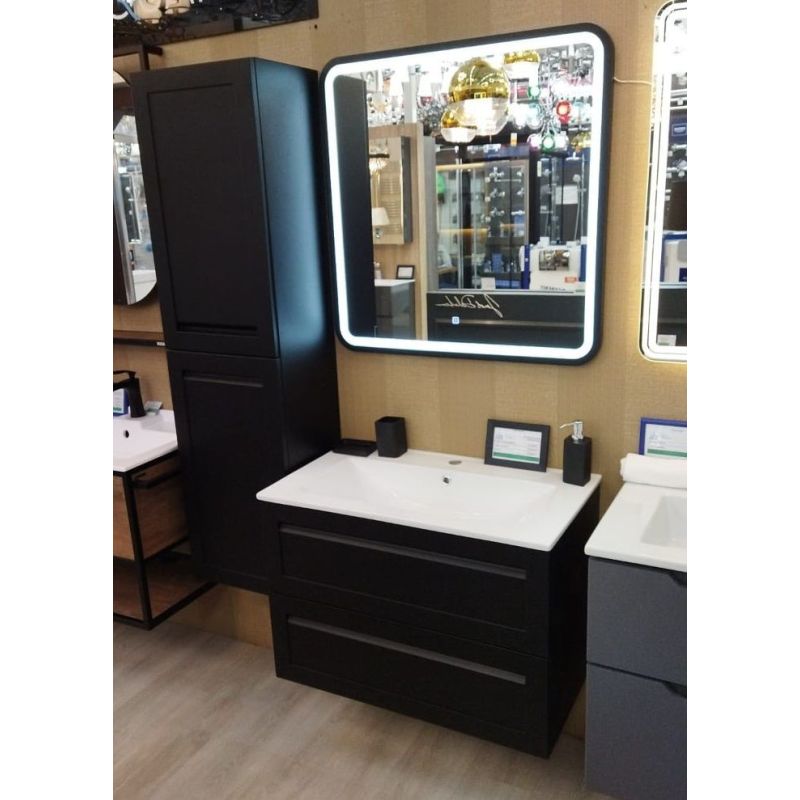 Шкаф пенал Art&Max AM-Platino-1500-2A-SO-NM подвесной Черный матовый