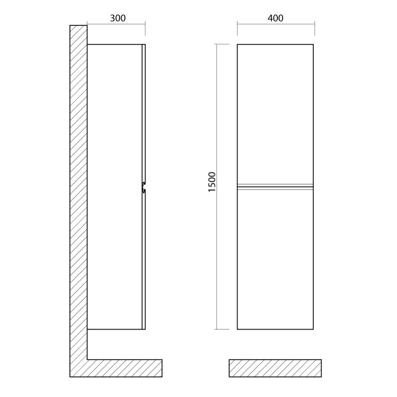 Шкаф пенал Art&Max AM-Bianchi-1500-2A-SO-BM подвесной Белый матовый