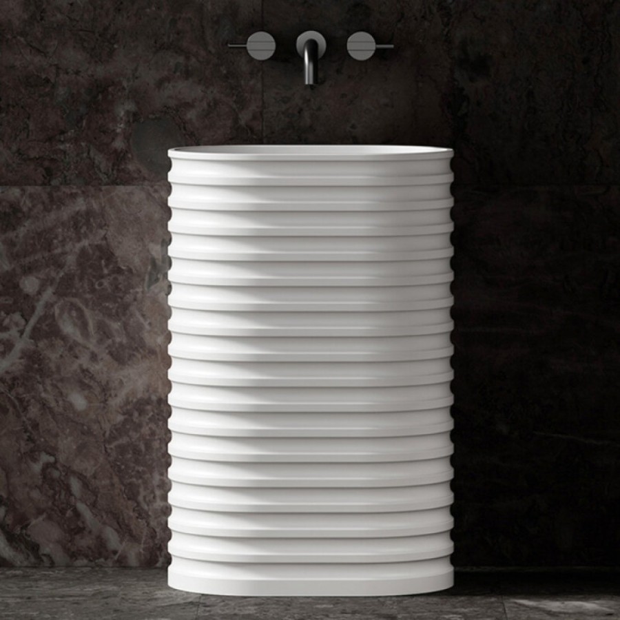 Раковина Abber Stein AS2550-H, 58 см, искусственный камень, цвет белый матовый