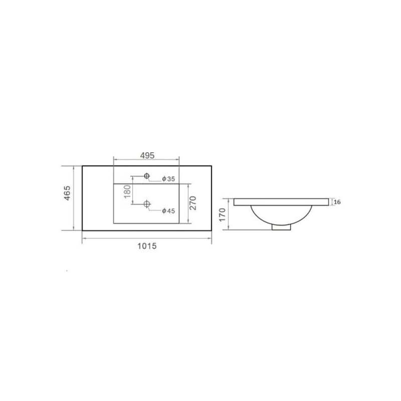 Раковина Agger ASF111000, 101 см, фарфор, белая