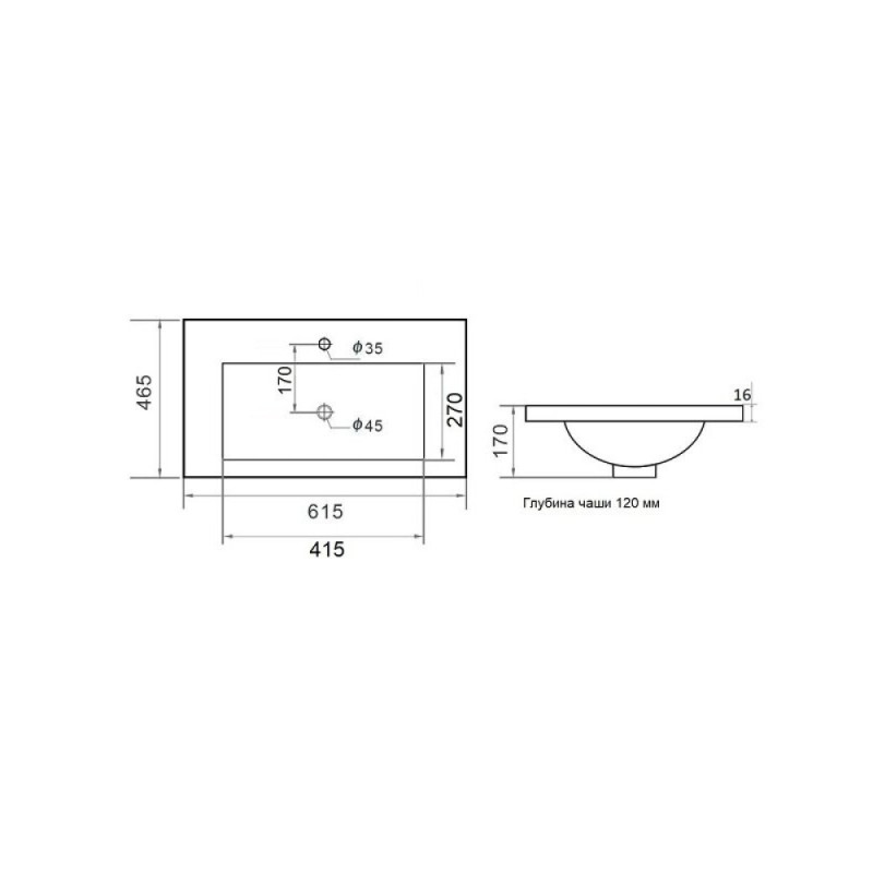 Раковина Agger ASF11600, 61 см, фарфор, белая