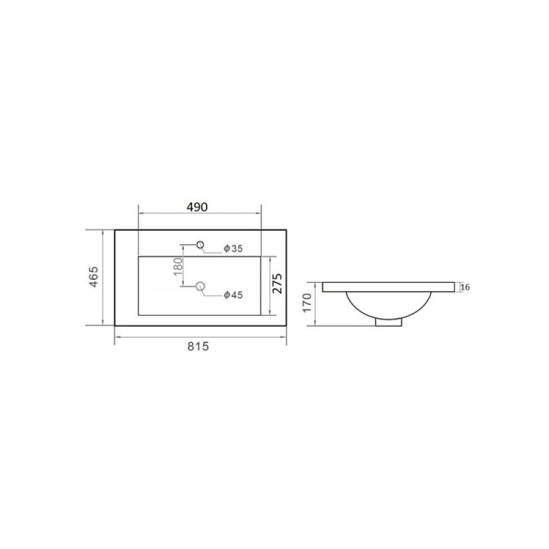 Раковина Agger ASF11800, 81 см, фарфор, белая