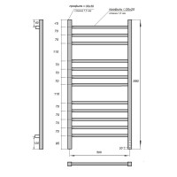 Полотенцесушитель электрический Apextermo Atlas AT00105BM, ширина 50 см, высота 100 см, диммер справа, цвет черный матовый