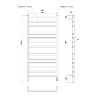 Полотенцесушитель электрический Apextermo Atlas AT00105GF, ширина 50 см, высота 100 см, диммер справа, цвет графит металлик