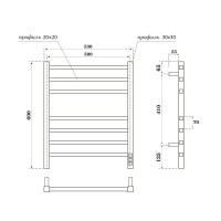 Полотенцесушитель электрический Apextermo Atlas AT00165GF, ширина 50 см, высота 60 см, диммер справа, цвет графит металлик
