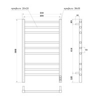 Полотенцесушитель электрический Apextermo Atlas AT00185GF, ширина 50 см, высота 80 см, диммер справа, цвет графит металлик