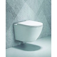 Подвесной унитаз Agger, безободковый, крышка микролифт, белый, AT03100