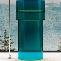 Раковина Abber Kristall AT2701Aquamarin-H, 45 х 45 см, слив в стену, цвет бирюзовый