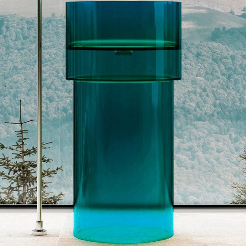 Раковина Abber Kristall AT2701Aquamarin-H, 45 х 45 см, слив в стену, цвет бирюзовый
