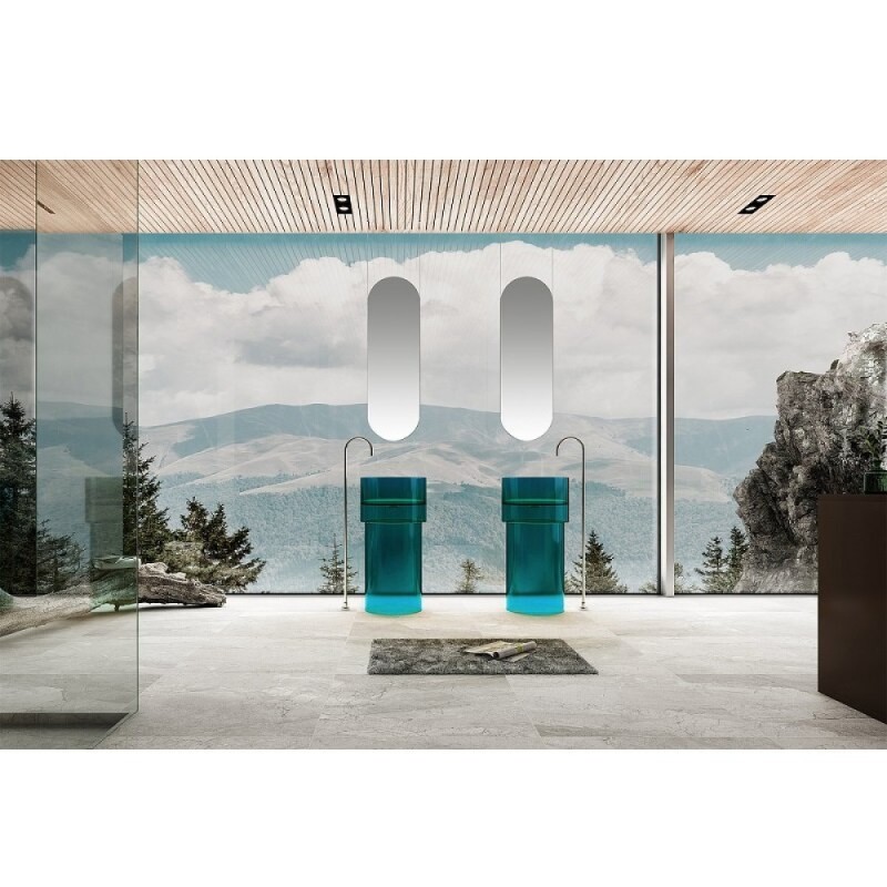 Раковина Abber Kristall AT2701Aquamarin-H, 45 х 45 см, слив в стену, цвет бирюзовый