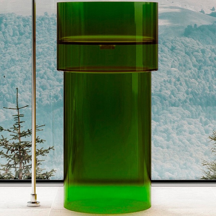 Раковина Abber Kristall AT2701Emerald, 45 х 45 см, слив в пол, с донным клапаном, цвет зеленый