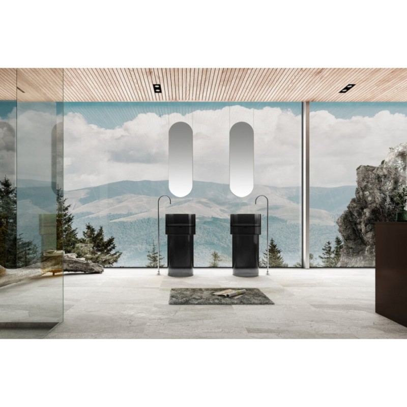Раковина Abber Kristall AT2701Onyx-H, 45 х 45 см, напольная, прозрачная, черная