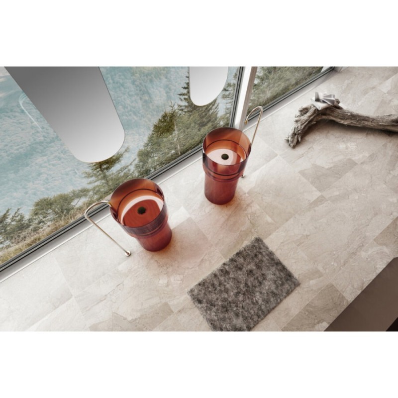 Раковина Abber Kristall AT2701Opal-H, 45 х 45 см, напольная, прозрачная, коричневая