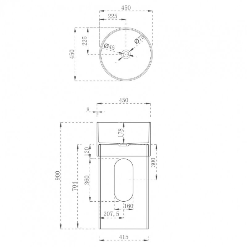 Раковина Abber Kristall AT2701Rubin-H, 45 см, полиэфирная смола, цвет красный