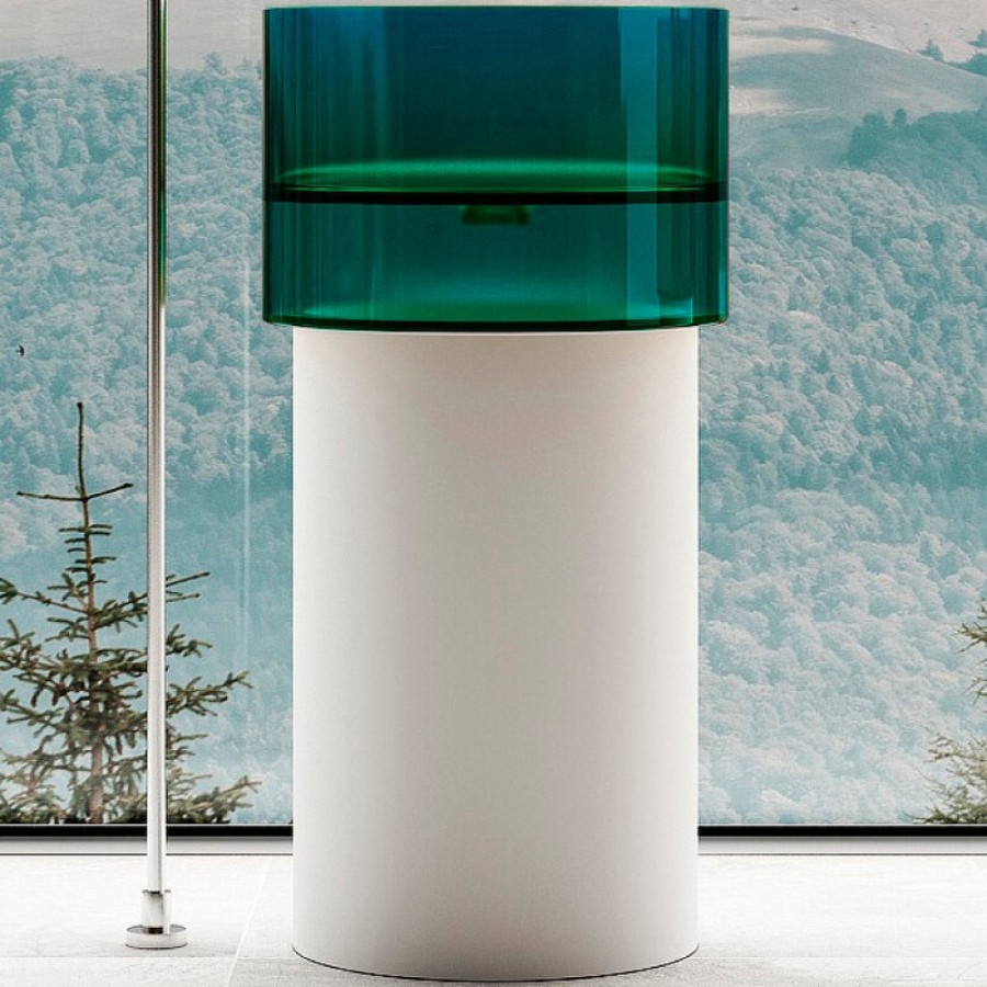 Раковина Abber Kristall AT2701White-Aquamarin-H, 45 х 45 см, напольная, цвет белый/бирюзовый