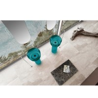 Раковина Abber Kristall AT2702Aquamarin, 45 х 45 см, слив в пол, цвет бирюзовый