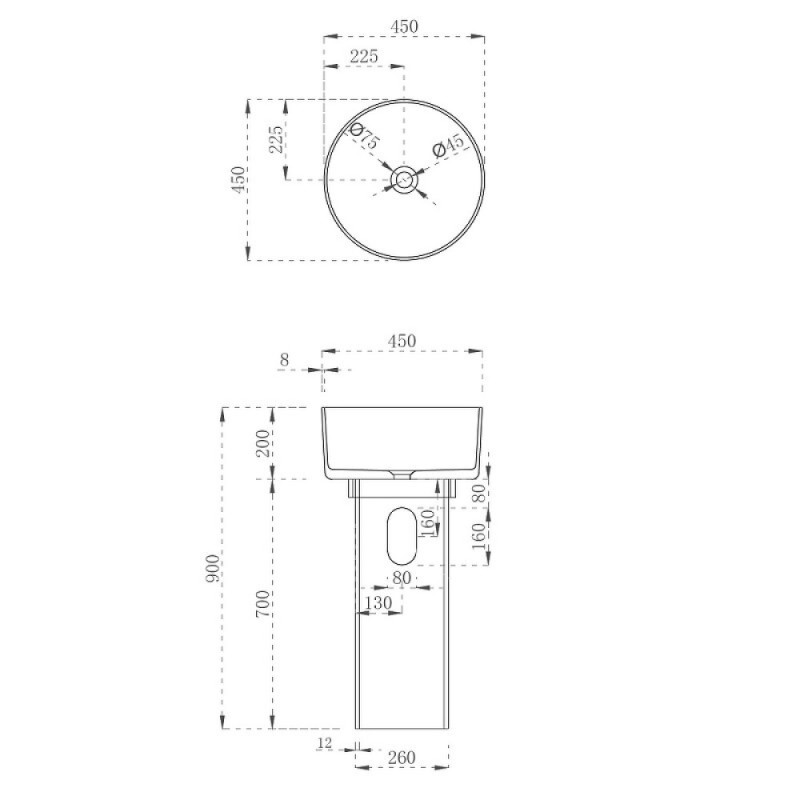 Раковина Abber Kristall AT2702Aquamarin-H, 45 х 45 см, напольная, цвет бирюзовый