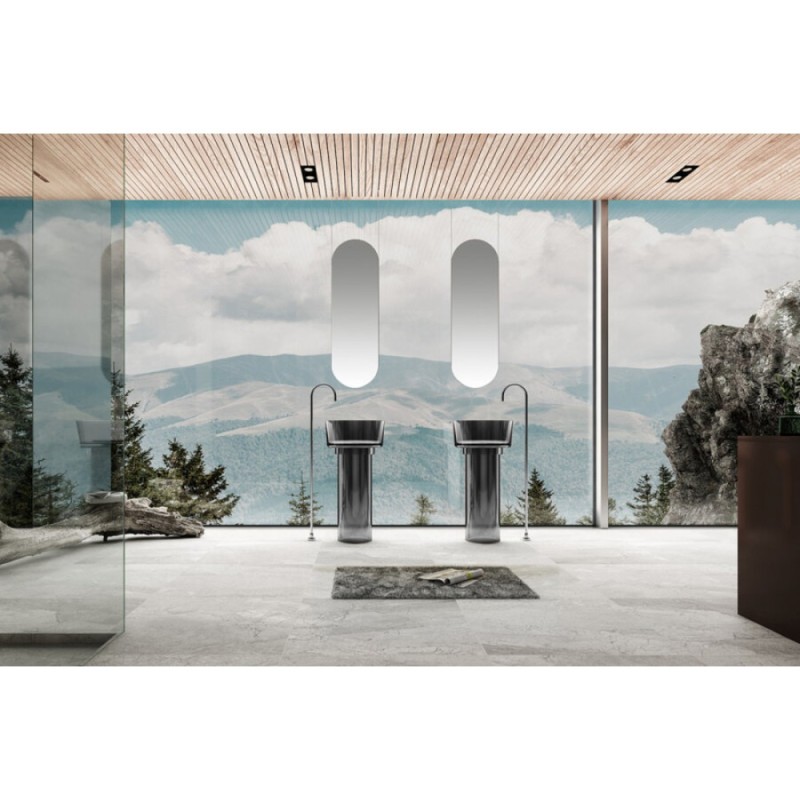 Раковина Abber Kristall AT2702Onyx-H, 45 х 45 см, напольная, прозрачная, черная